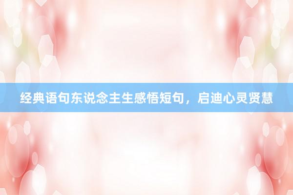 经典语句东说念主生感悟短句，启迪心灵贤慧