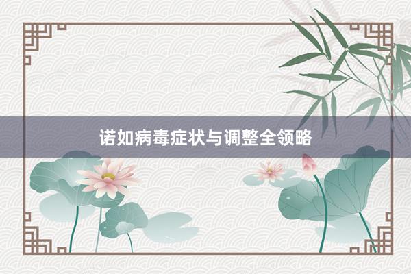诺如病毒症状与调整全领略